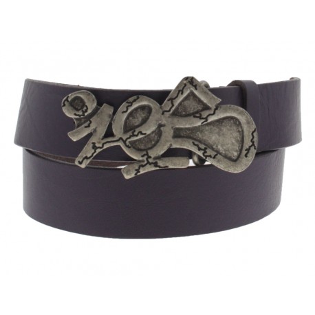 Cintura Ies Tag antichizzata fibbia con gancio retro-fibbia pelle viola