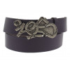 Cintura Ies Tag antichizzata fibbia con gancio retro-fibbia pelle viola