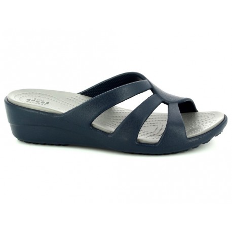 Sandalo Crocs Sanrah Strappy Wedge donna blu