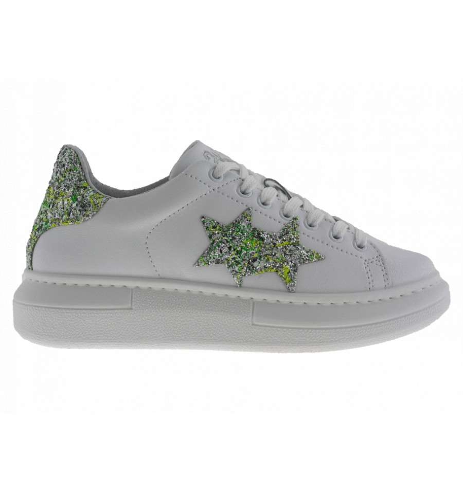 2Star Scarpe Princess Bianco con Glitter Verde Multicolore