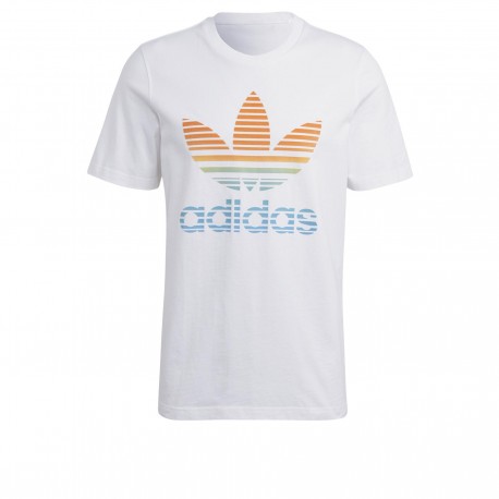 Adidas T-Shirt Trefoil Ombrè Bianco