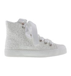 Dexco Sneakers Alte Glitter Bianco con Fiocco EcoFriendly