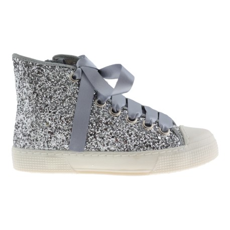DXO Sneakers Alte Glitter Argento con Fiocco EcoFriendly