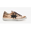2Star Sneaker Low in Sintetico Laminato Oro con dettagli Nero/Leopard