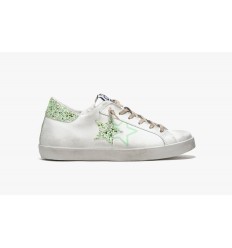 2Star Sneaker Low Bianco/Laminato-Glitter Verde